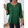 image:imageDokotoo Womens 34 Sleeve Tops Dressy Blouses Crewneck Business Casual Office Shirts ClothesDark Green