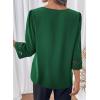 image:imageDokotoo Womens 34 Sleeve Tops Dressy Blouses Crewneck Business Casual Office Shirts ClothesDark Green
