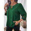 image:imageDokotoo Womens 34 Sleeve Tops Dressy Blouses Crewneck Business Casual Office Shirts ClothesDark Green