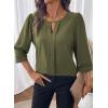 image:imageDokotoo Womens 34 Sleeve Tops Dressy Blouses Crewneck Business Casual Office Shirts ClothesGreen