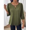 image:imageDokotoo Womens 34 Sleeve Tops Dressy Blouses Crewneck Business Casual Office Shirts ClothesGreen