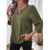 image:imageDokotoo Womens 34 Sleeve Tops Dressy Blouses Crewneck Business Casual Office Shirts ClothesGreen