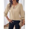 image:imageDokotoo Womens 34 Sleeve Tops Dressy Blouses Crewneck Business Casual Office Shirts ClothesKhaki