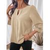 image:imageDokotoo Womens 34 Sleeve Tops Dressy Blouses Crewneck Business Casual Office Shirts ClothesKhaki
