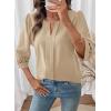 image:imageDokotoo Womens 34 Sleeve Tops Dressy Blouses Crewneck Business Casual Office Shirts ClothesKhaki
