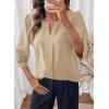 image:imageDokotoo Womens 34 Sleeve Tops Dressy Blouses Crewneck Business Casual Office Shirts ClothesKhaki