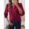 image:imageDokotoo Womens 34 Sleeve Tops Dressy Blouses Crewneck Business Casual Office Shirts ClothesRed