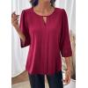 image:imageDokotoo Womens 34 Sleeve Tops Dressy Blouses Crewneck Business Casual Office Shirts ClothesRed