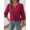image:imageDokotoo Womens 34 Sleeve Tops Dressy Blouses Crewneck Business Casual Office Shirts ClothesRed