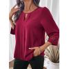 image:imageDokotoo Womens 34 Sleeve Tops Dressy Blouses Crewneck Business Casual Office Shirts ClothesRed