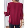 image:imageDokotoo Womens 34 Sleeve Tops Dressy Blouses Crewneck Business Casual Office Shirts ClothesRed
