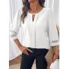 image:imageDokotoo Womens 34 Sleeve Tops Dressy Blouses Crewneck Business Casual Office Shirts ClothesWhite