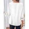 image:imageDokotoo Womens 34 Sleeve Tops Dressy Blouses Crewneck Business Casual Office Shirts ClothesWhite