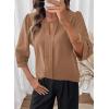 image:imageDokotoo Womens 34 Sleeve Tops Dressy Blouses Crewneck Business Casual Office Shirts ClothesYellow