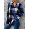 image:imageDokotoo Womens Basic Casual V Neck Plaid Print Cuffed Long Sleeve Work Tops Blouses Shirts S2XLBlue
