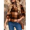 image:imageDokotoo Womens Basic Casual V Neck Plaid Print Cuffed Long Sleeve Work Tops Blouses Shirts S2XLBrown
