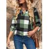 image:imageDokotoo Womens Basic Casual V Neck Plaid Print Cuffed Long Sleeve Work Tops Blouses Shirts S2XLGreen 2
