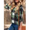 image:imageDokotoo Womens Basic Casual V Neck Plaid Print Cuffed Long Sleeve Work Tops Blouses Shirts S2XLGreen 2