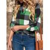 image:imageDokotoo Womens Basic Casual V Neck Plaid Print Cuffed Long Sleeve Work Tops Blouses Shirts S2XLGreen