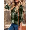 image:imageDokotoo Womens Basic Casual V Neck Plaid Print Cuffed Long Sleeve Work Tops Blouses Shirts S2XLGreen 3