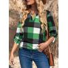 image:imageDokotoo Womens Basic Casual V Neck Plaid Print Cuffed Long Sleeve Work Tops Blouses Shirts S2XLGreen