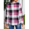 image:imageDokotoo Womens Basic Casual V Neck Plaid Print Cuffed Long Sleeve Work Tops Blouses Shirts S2XLPink