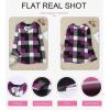 image:imageDokotoo Womens Basic Casual V Neck Plaid Print Cuffed Long Sleeve Work Tops Blouses Shirts S2XLPurple