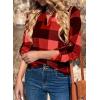 image:imageDokotoo Womens Basic Casual V Neck Plaid Print Cuffed Long Sleeve Work Tops Blouses Shirts S2XLRed 2