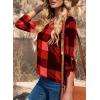 image:imageDokotoo Womens Basic Casual V Neck Plaid Print Cuffed Long Sleeve Work Tops Blouses Shirts S2XLRed 2