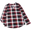 image:imageDokotoo Womens Basic Casual V Neck Plaid Print Cuffed Long Sleeve Work Tops Blouses Shirts S2XLRed 3