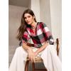 image:imageDokotoo Womens Basic Casual V Neck Plaid Print Cuffed Long Sleeve Work Tops Blouses Shirts S2XLRed
