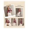 image:imageDokotoo Womens Basic Casual V Neck Plaid Print Cuffed Long Sleeve Work Tops Blouses Shirts S2XLRed