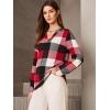 image:imageDokotoo Womens Basic Casual V Neck Plaid Print Cuffed Long Sleeve Work Tops Blouses Shirts S2XLRed