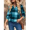image:imageDokotoo Womens Basic Casual V Neck Plaid Print Cuffed Long Sleeve Work Tops Blouses Shirts S2XLSky Blue 2