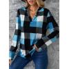 image:imageDokotoo Womens Basic Casual V Neck Plaid Print Cuffed Long Sleeve Work Tops Blouses Shirts S2XLSky Blue