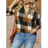 image:imageDokotoo Womens Basic Casual V Neck Plaid Print Cuffed Long Sleeve Work Tops Blouses Shirts S2XLYellow