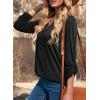 image:imageDokotoo Womens Basic Casual V Neck Plaid Print Cuffed Long Sleeve Work Tops Blouses Shirts S2XLZz Black