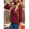 image:imageDokotoo Womens Basic Casual V Neck Plaid Print Cuffed Long Sleeve Work Tops Blouses Shirts S2XLZz Red