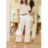 image:imageDokotoo Womens Blouses Double Layer Ruffle Sleeve Casual Shirt Crewneck CutOut Tops Summer OutfitsBeige