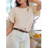 image:imageDokotoo Womens Blouses Double Layer Ruffle Sleeve Casual Shirt Crewneck CutOut Tops Summer OutfitsBeige