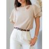 image:imageDokotoo Womens Blouses Double Layer Ruffle Sleeve Casual Shirt Crewneck CutOut Tops Summer OutfitsBeige