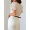 image:imageDokotoo Womens Blouses Double Layer Ruffle Sleeve Casual Shirt Crewneck CutOut Tops Summer OutfitsBeige