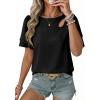 image:imageDokotoo Womens Blouses Double Layer Ruffle Sleeve Casual Shirt Crewneck CutOut Tops Summer OutfitsBlack