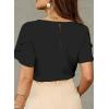 image:imageDokotoo Womens Blouses Double Layer Ruffle Sleeve Casual Shirt Crewneck CutOut Tops Summer OutfitsBlack