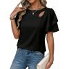 image:imageDokotoo Womens Blouses Double Layer Ruffle Sleeve Casual Shirt Crewneck CutOut Tops Summer OutfitsBlack