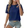 image:imageDokotoo Womens Blouses Double Layer Ruffle Sleeve Casual Shirt Crewneck CutOut Tops Summer OutfitsBlue