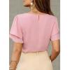 image:imageDokotoo Womens Blouses Double Layer Ruffle Sleeve Casual Shirt Crewneck CutOut Tops Summer OutfitsPink