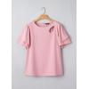 image:imageDokotoo Womens Blouses Double Layer Ruffle Sleeve Casual Shirt Crewneck CutOut Tops Summer OutfitsPink