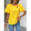 image:imageDokotoo Womens Blouses Double Layer Ruffle Sleeve Casual Shirt Crewneck CutOut Tops Summer OutfitsYellow