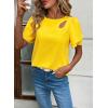 image:imageDokotoo Womens Blouses Double Layer Ruffle Sleeve Casual Shirt Crewneck CutOut Tops Summer OutfitsYellow